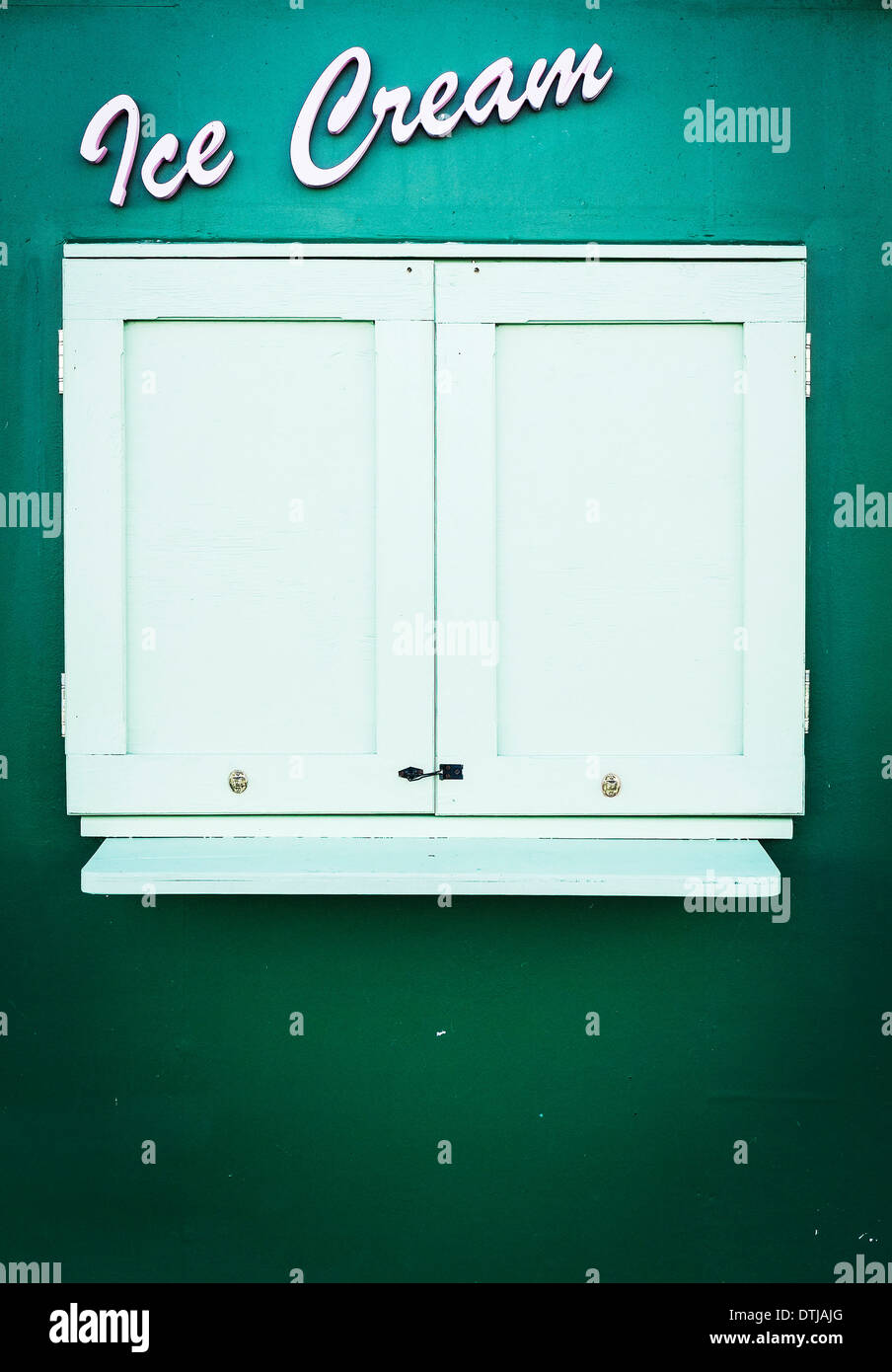 An ice cream shop closed in the off season. Stock Photo