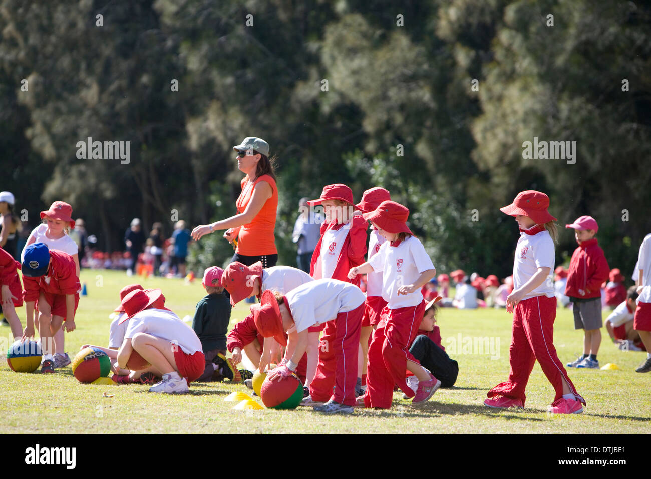 australian school children participating in school sports activities day Stock Photo