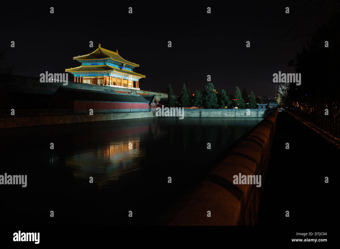 Gate of Divine Prowess of Forbidden City at night. Beijing, China. Stock Photo