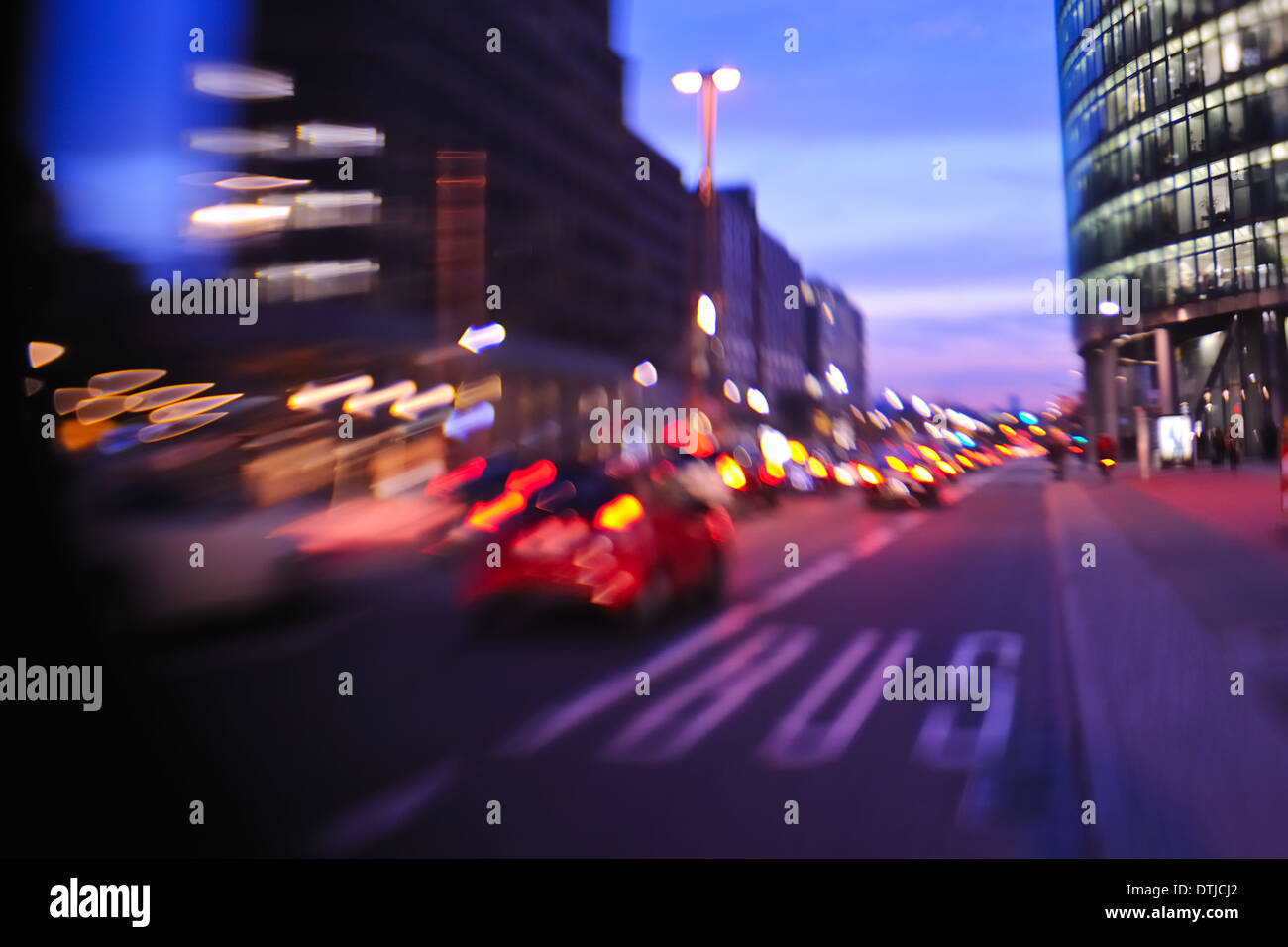 City night with cars motion blurred light in busy street Stock Photo ...