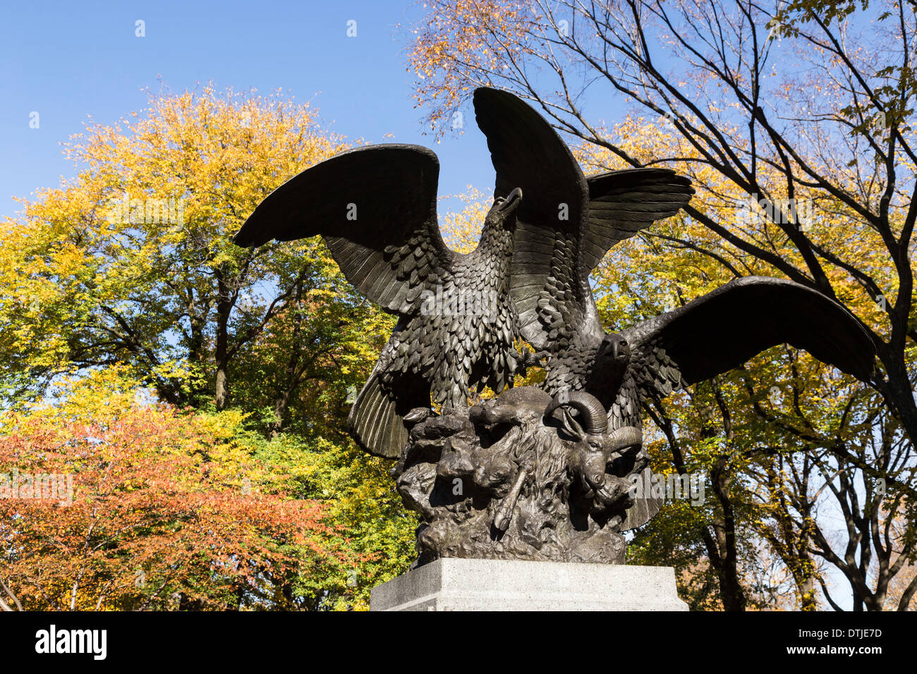 [Eagles and Prey] Statue, Central Park, NYC Stock Photo Alamy