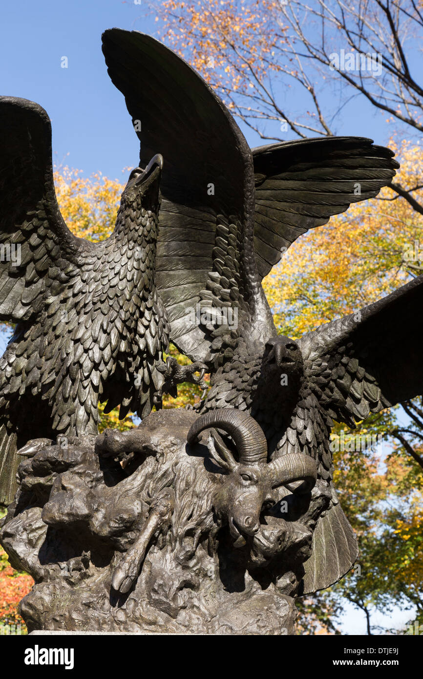 [Eagles and Prey] Statue, Central Park, NYC Stock Photo Alamy