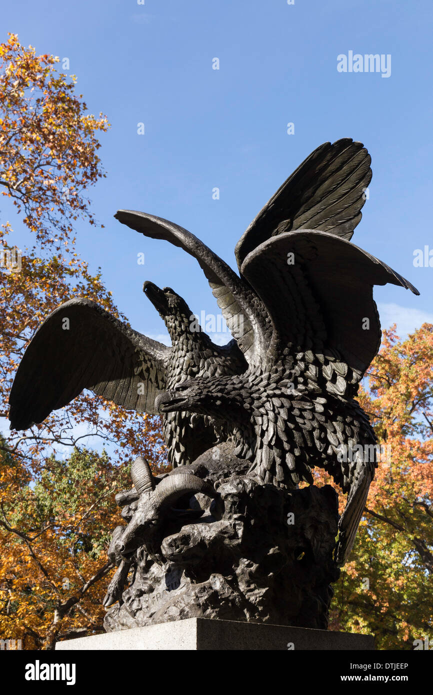 [Eagles and Prey] Statue, Central Park, NYC Stock Photo Alamy