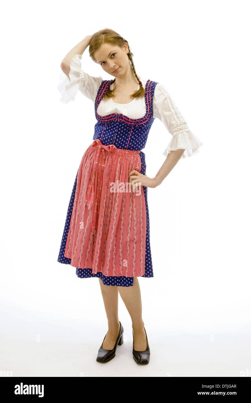 Young Woman With Braids Wearing Dirndl Model Released Stock Photo Alamy