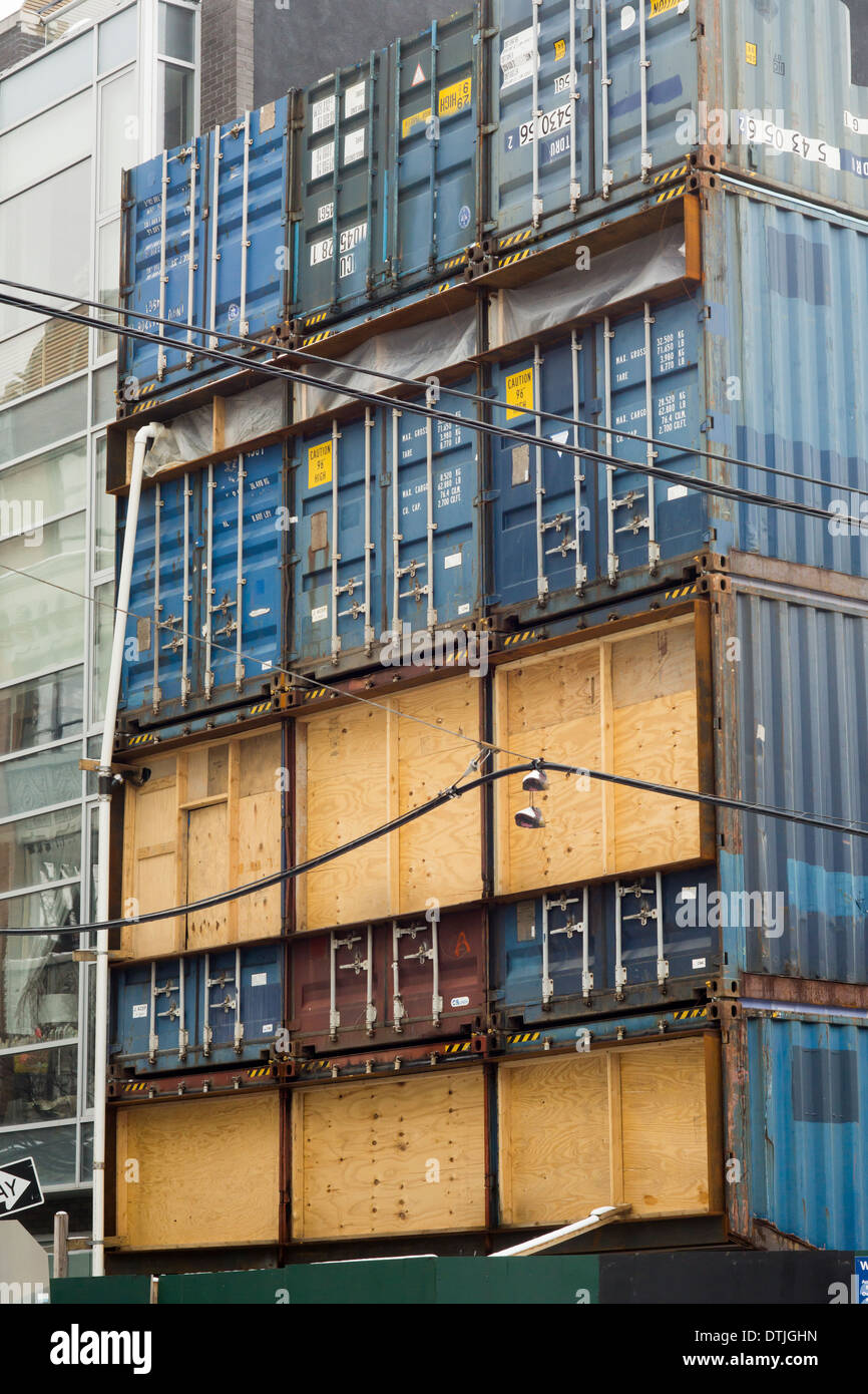 A singlefamily home constructed out of shipping containers is seen