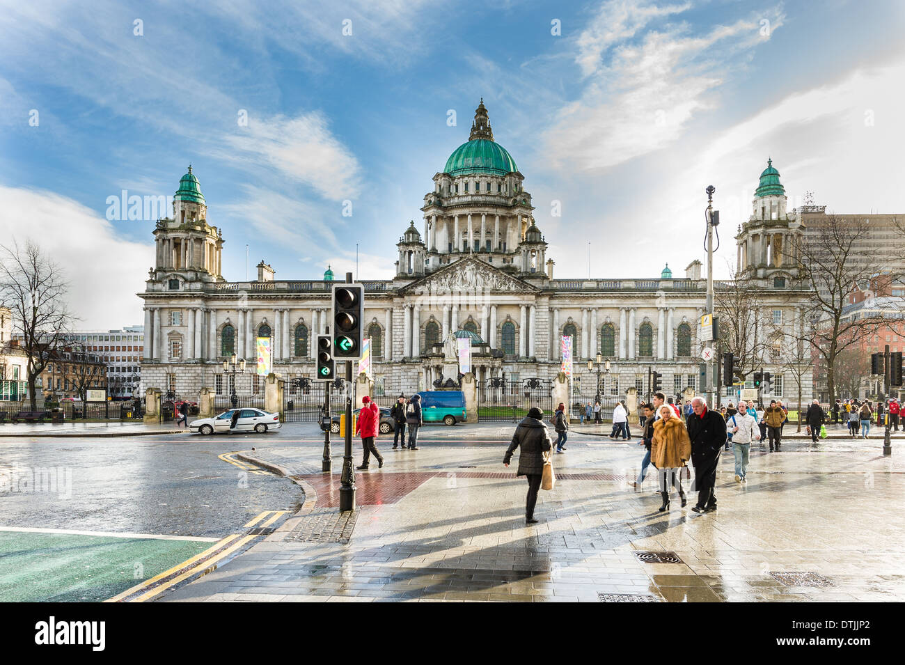 Belfast City Hall is Belfast City Council's civic building. It is located in Donegall Square, in the heart of Belfast city centr Stock Photo