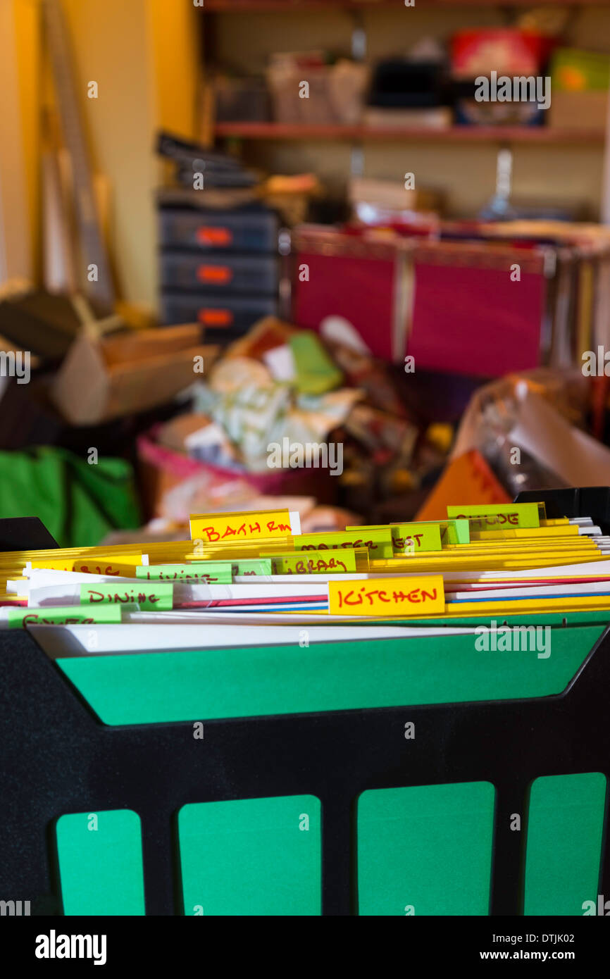 Messy  Home Cabinet with Open Drawers, USA Stock Photo