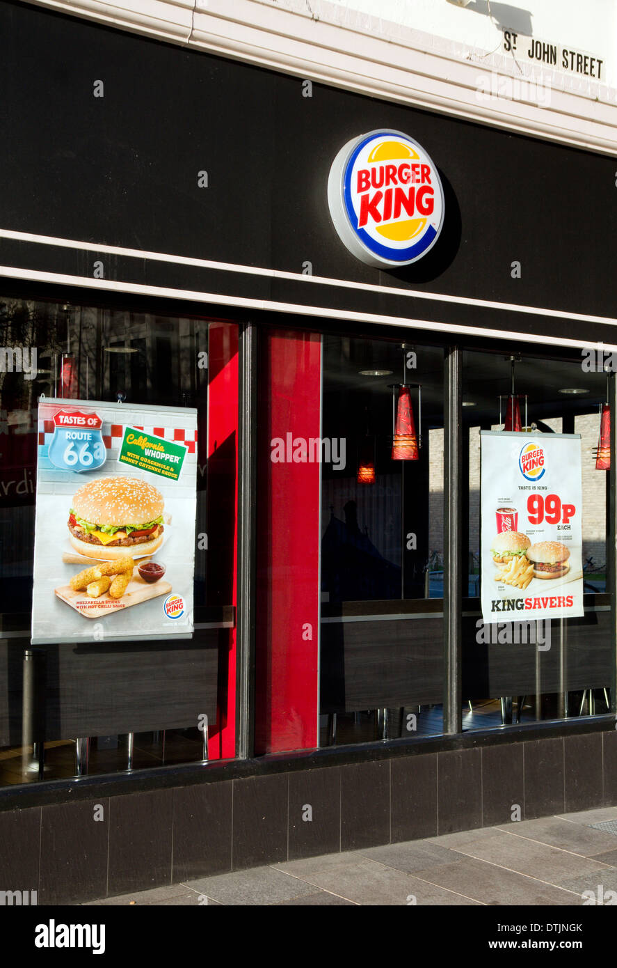Burger Kingfast food outlet, Cardiff, Wales. Stock Photo