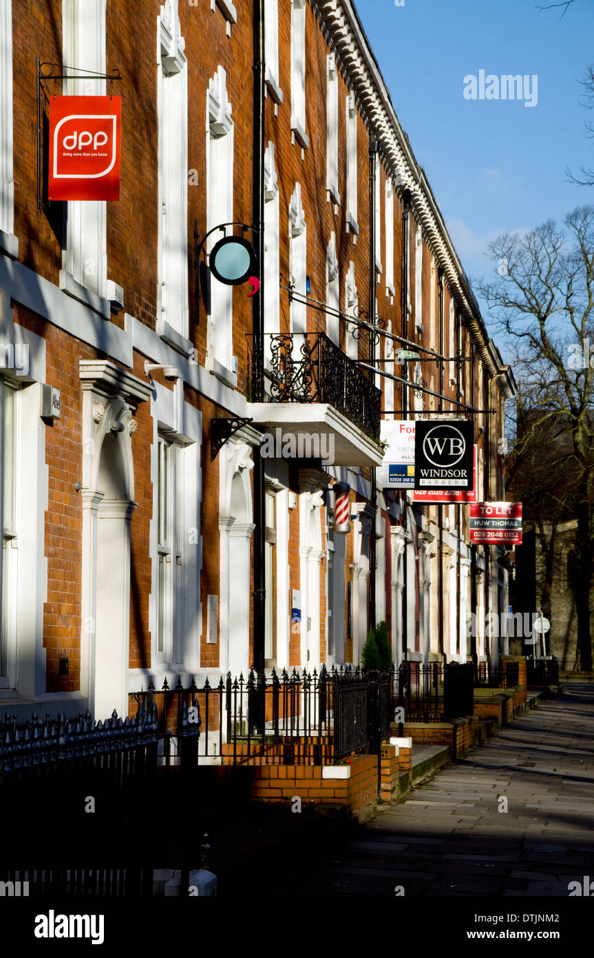 Terrace of Houses, Windsor Place, Cardiff, Wales Stock Photo