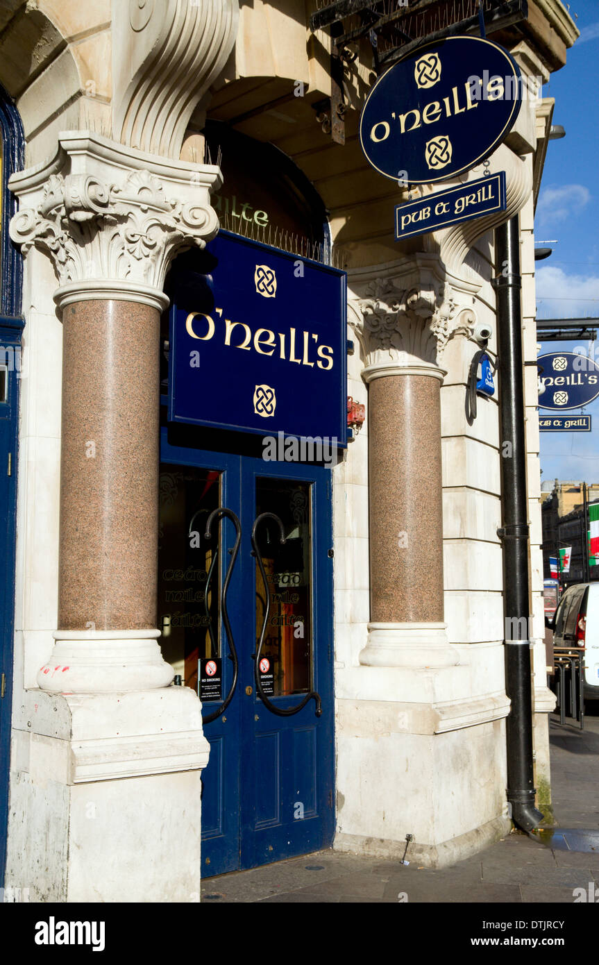 Entrance to O'Neills bar, St Mary Street, Cardiff, Wales. Stock Photo