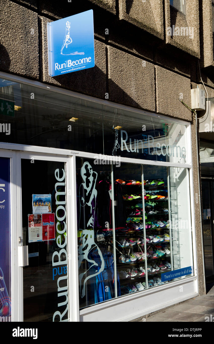 Run Become shop, St Mary Street, Cardiff, Wales. Stock Photo