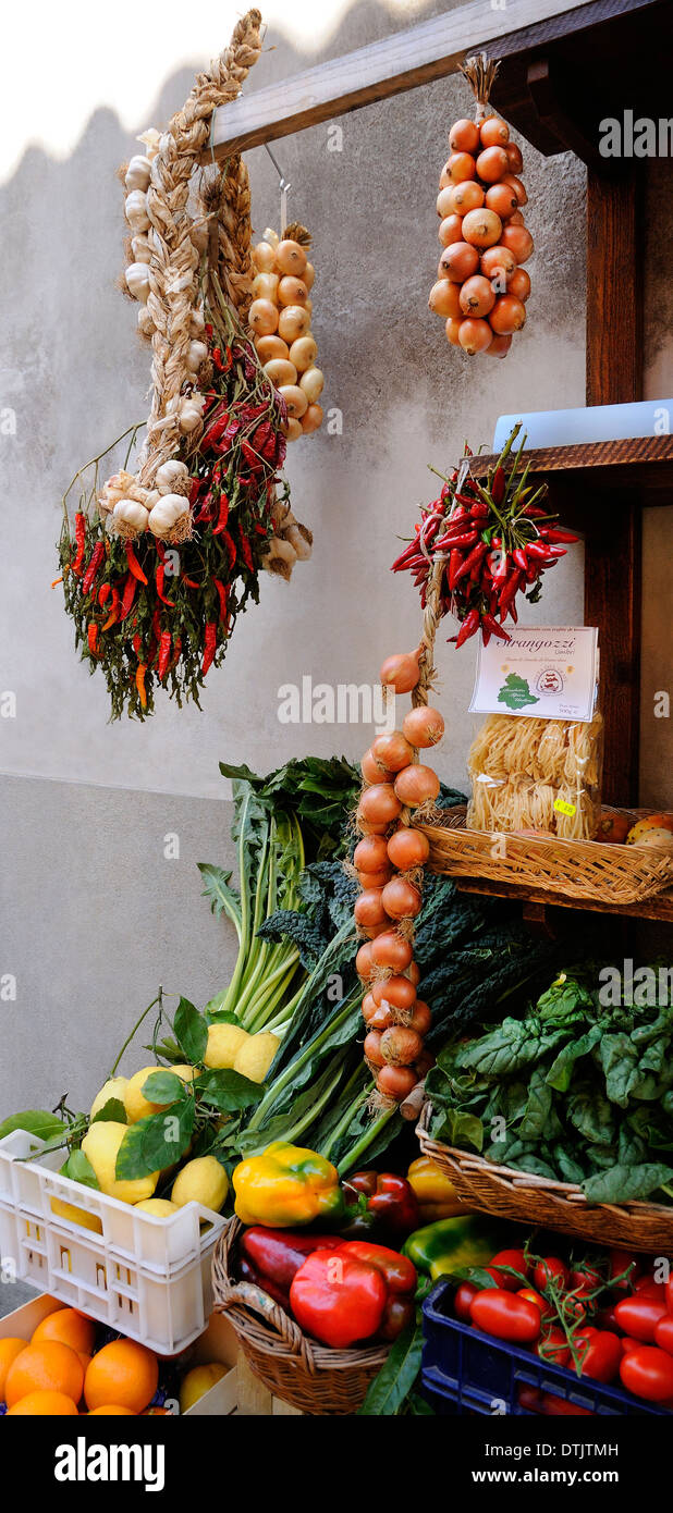 Fruit and vegetable stall, Orvieto, Umbria, Italy Stock Photo