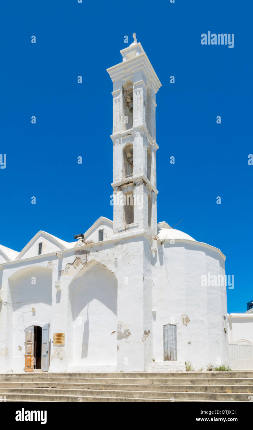 Traditional White Church Kyrenia Cyprus Stock Photo