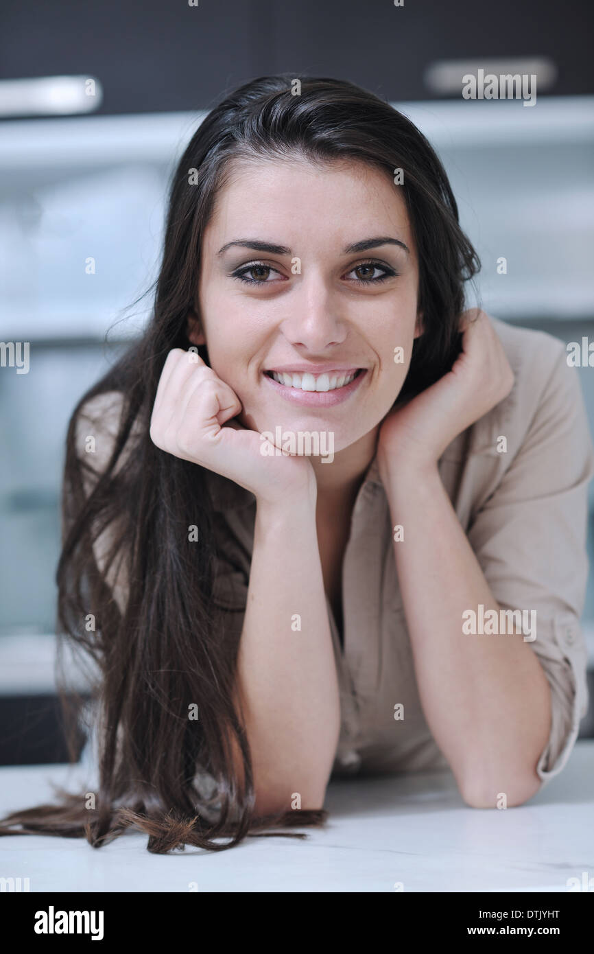 young woman indoors portrait Stock Photo - Alamy