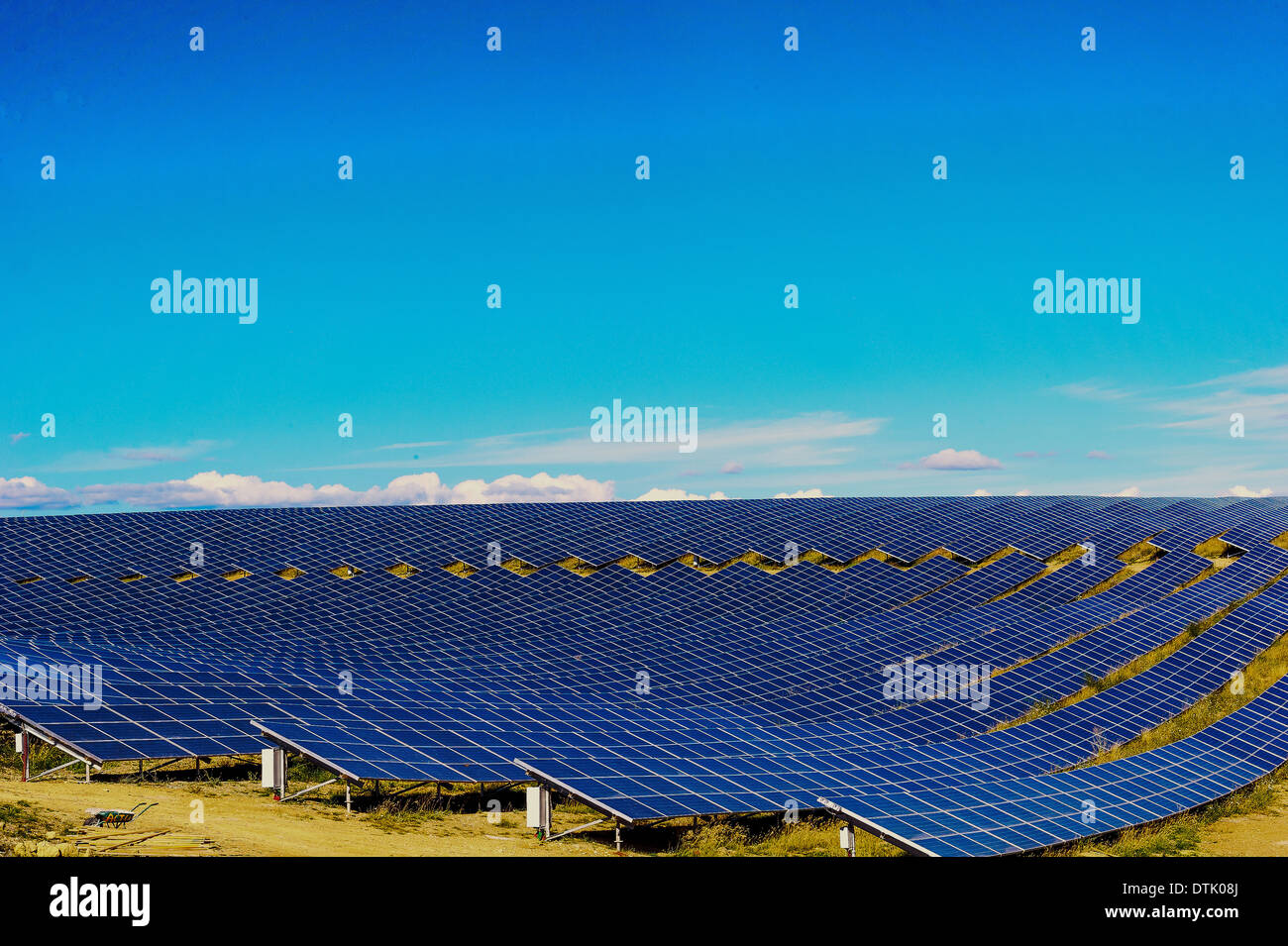 Europe, France, Alpes de Haute Provence region Puimichel, the Mees Solar Farm, solar panels. Stock Photo