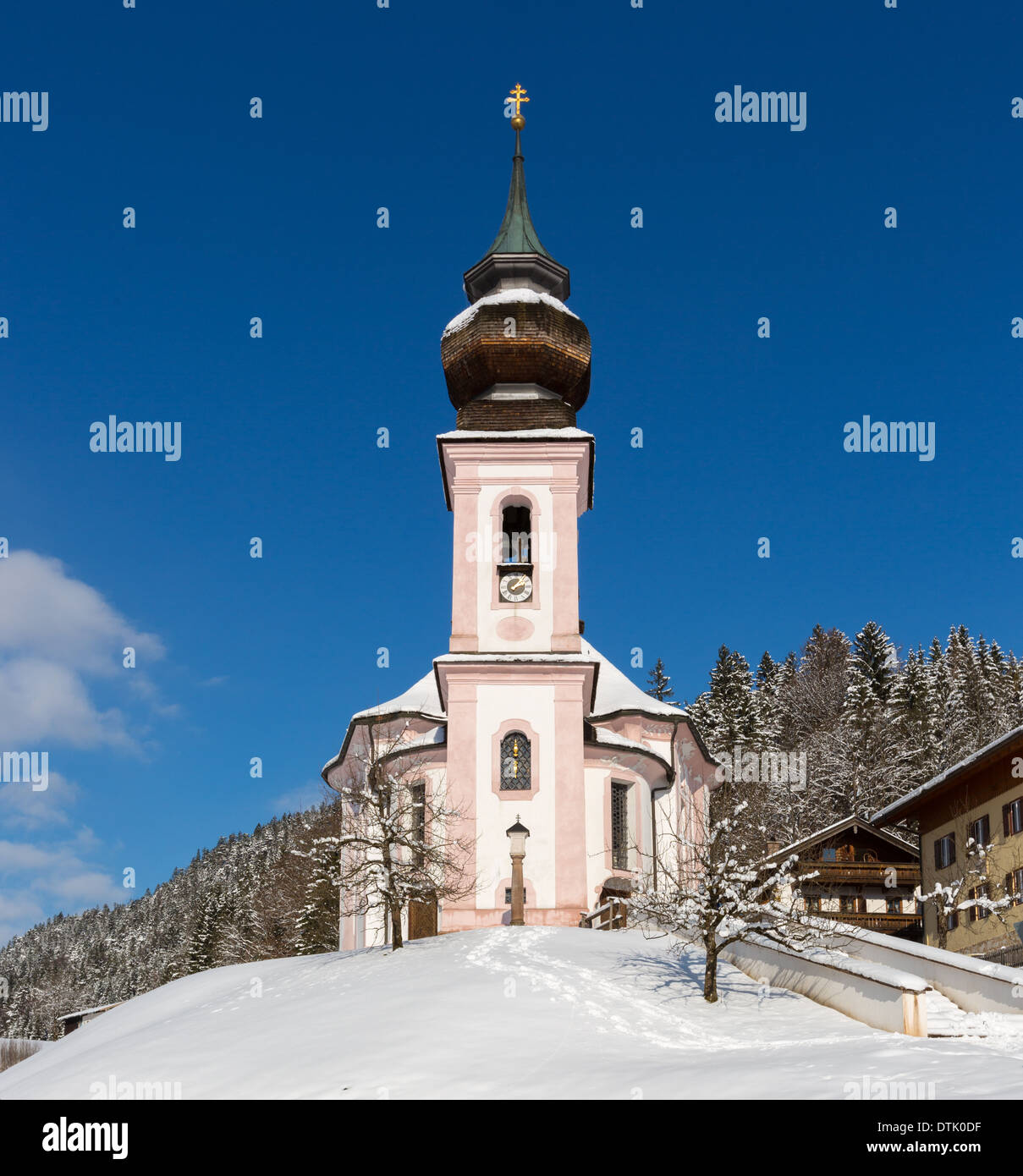 Maria Gern Chapel in Berchtesgadener Land, Bavarian Alps, Germany Stock Photo