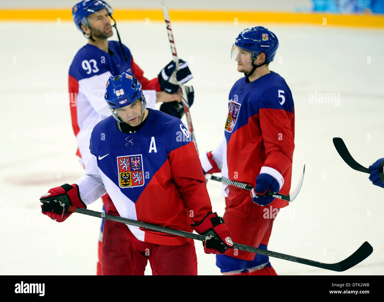 Czech Republic after the match. Ice Hockey, quarterfinal Czech Republic vs USA during the 2014 Winter Olympics in Sochi