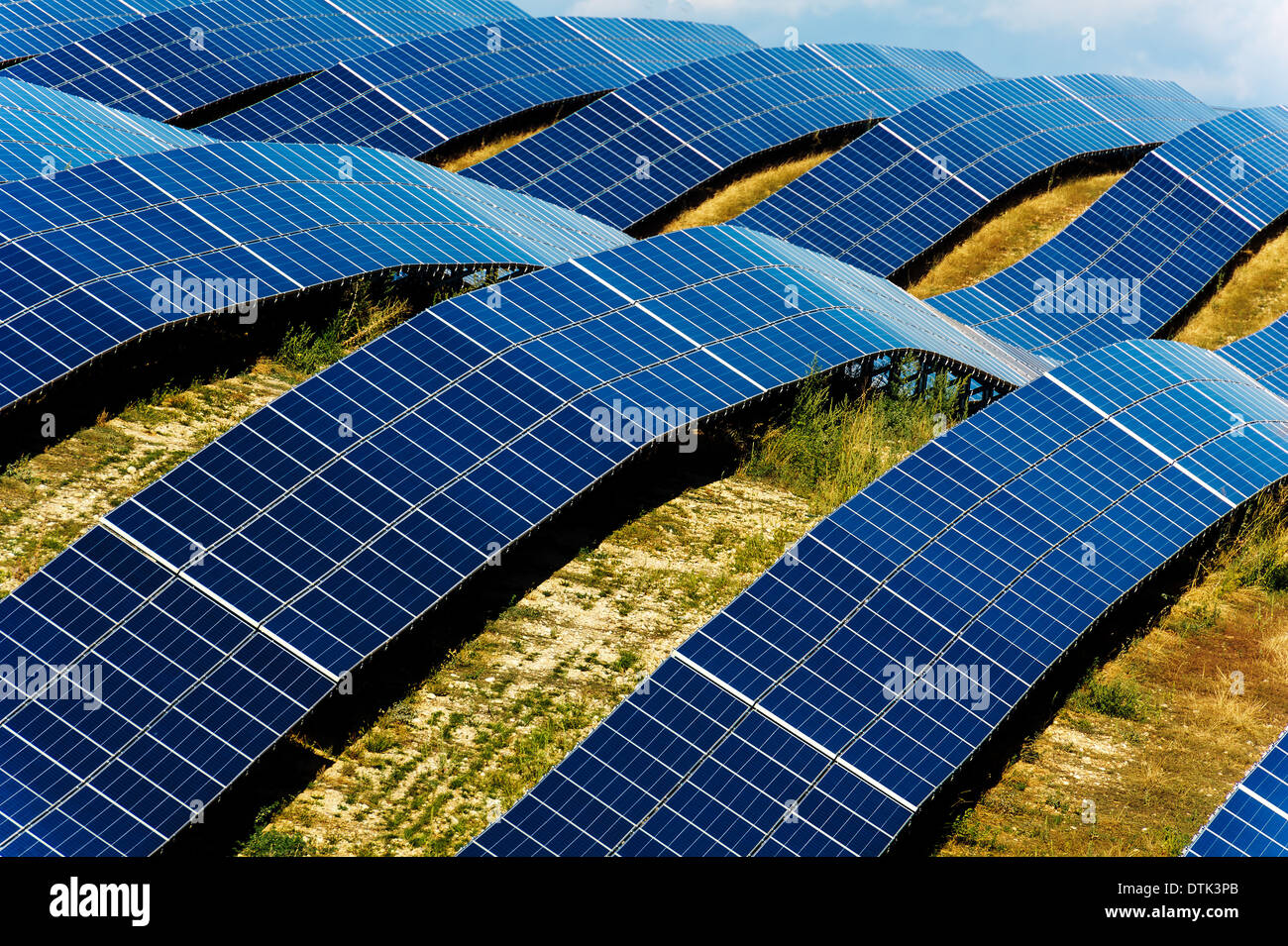 Europe, France, Alpes de Haute Provence region Puimichel, the Mees Solar Farm, solar panels. Stock Photo