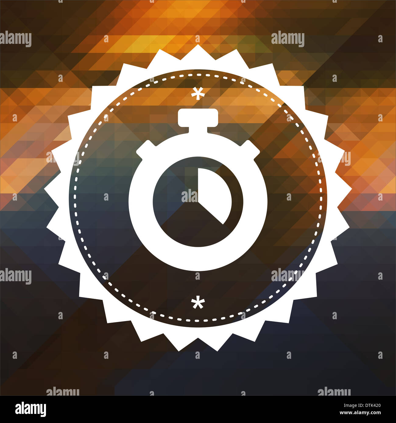 Stopwatch Icon. Retro label design. Hipster background made of