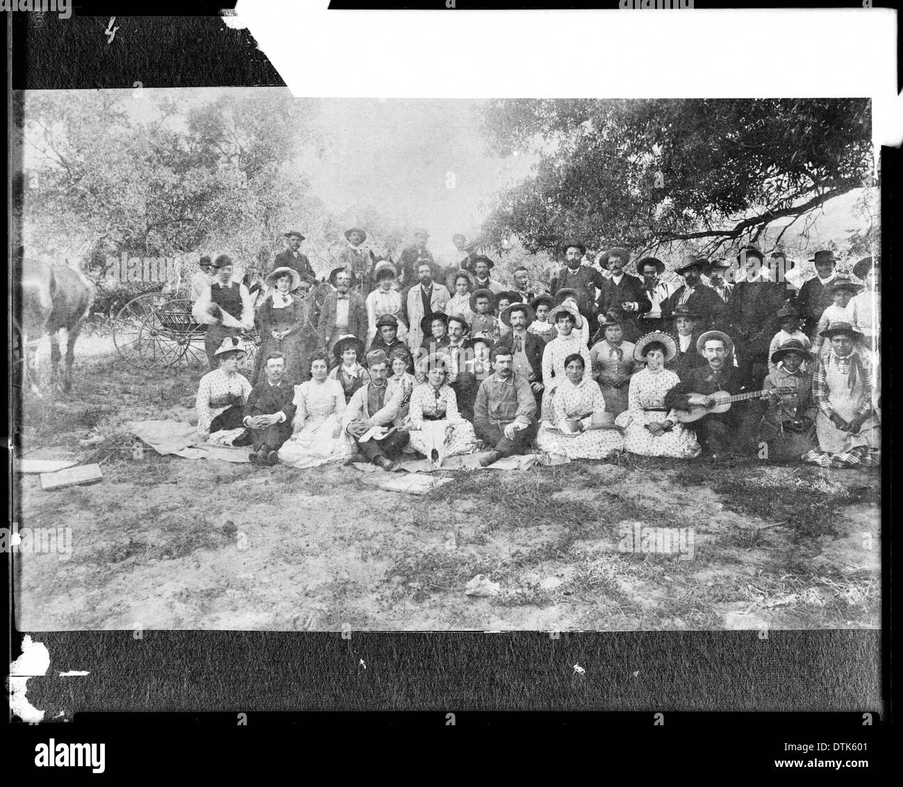Portrait of the Del Valle family, at their family picnic at Camulos Ranch, Ventura County, California, ca.1900 Stock Photo