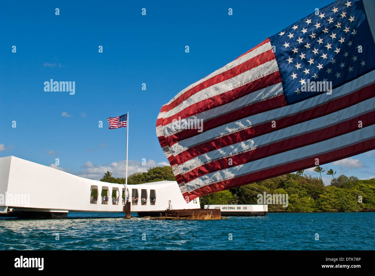 USS Arizona Memorial, Pearl Harbor, Oahu, Hawaii Stock Photo