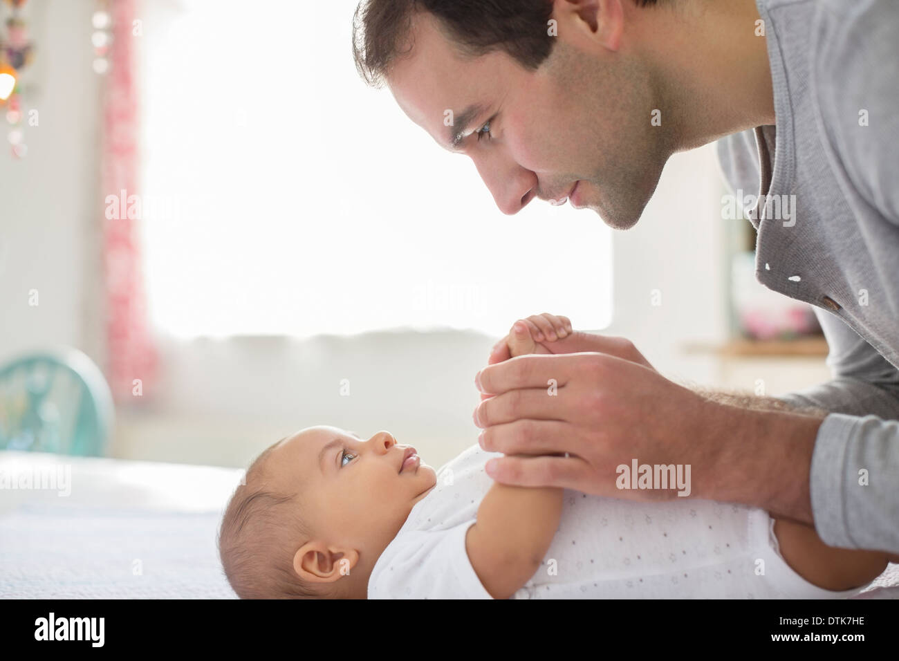 Father adoring baby boy Stock Photo