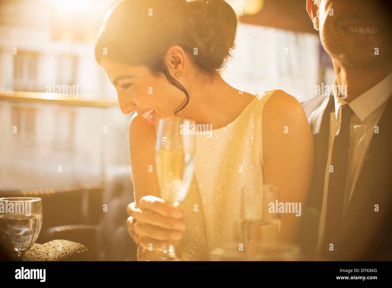 Couple having champagne together Stock Photo