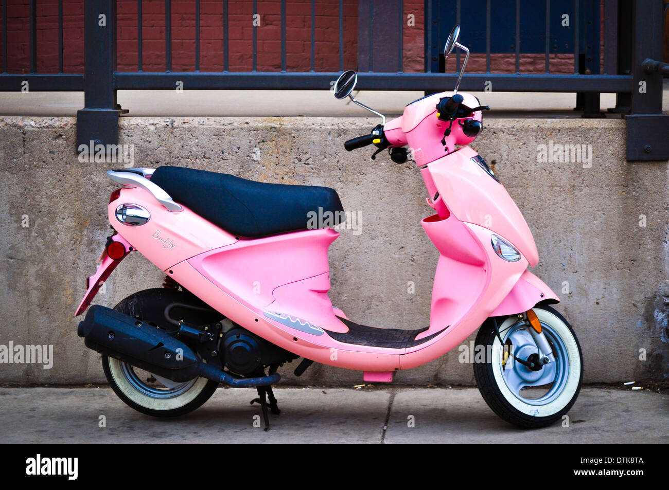 pink motor scooter