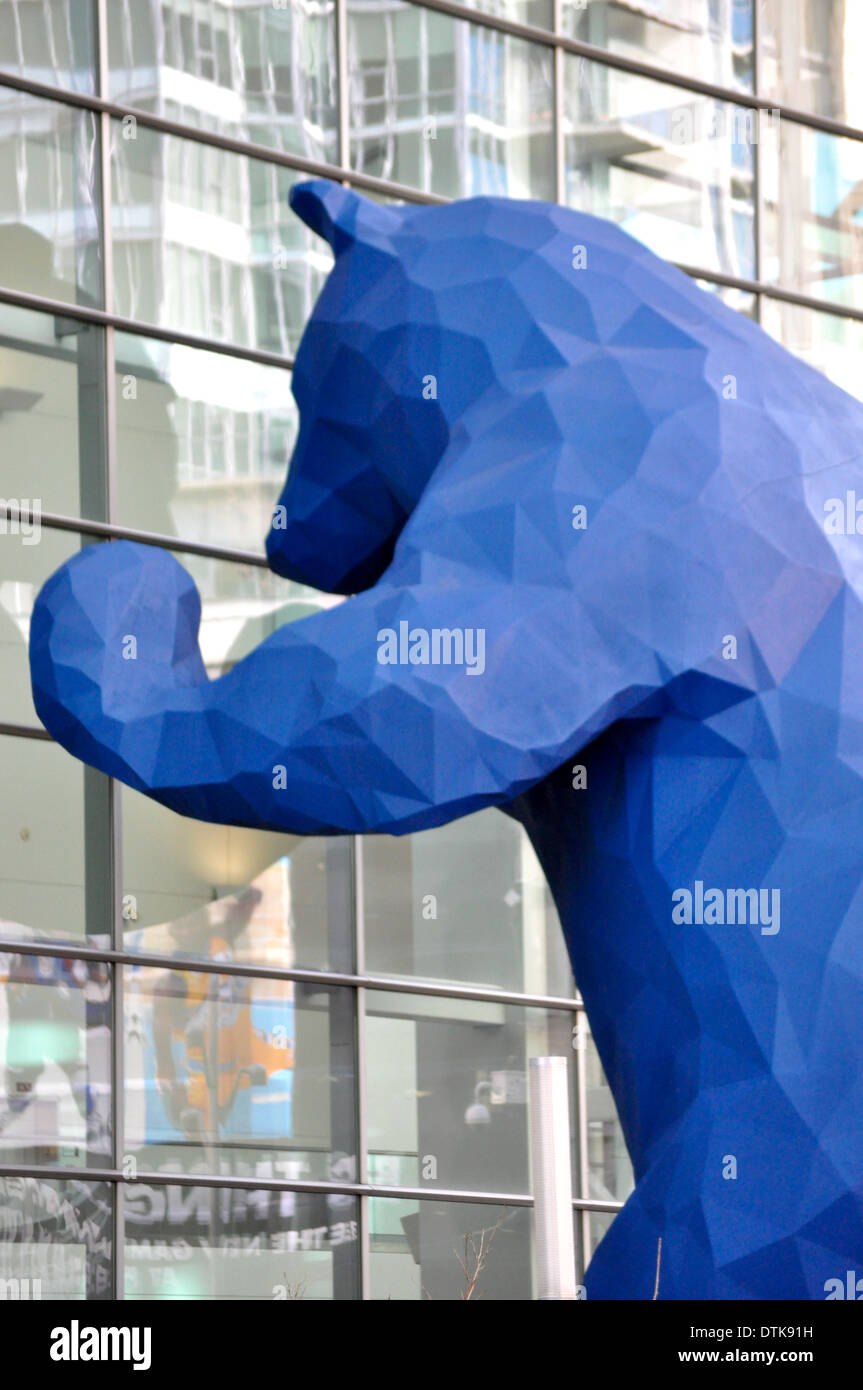 Blue Bear art piece Denver colorado Convention Center Artist Lawrence Argent Stock Photo