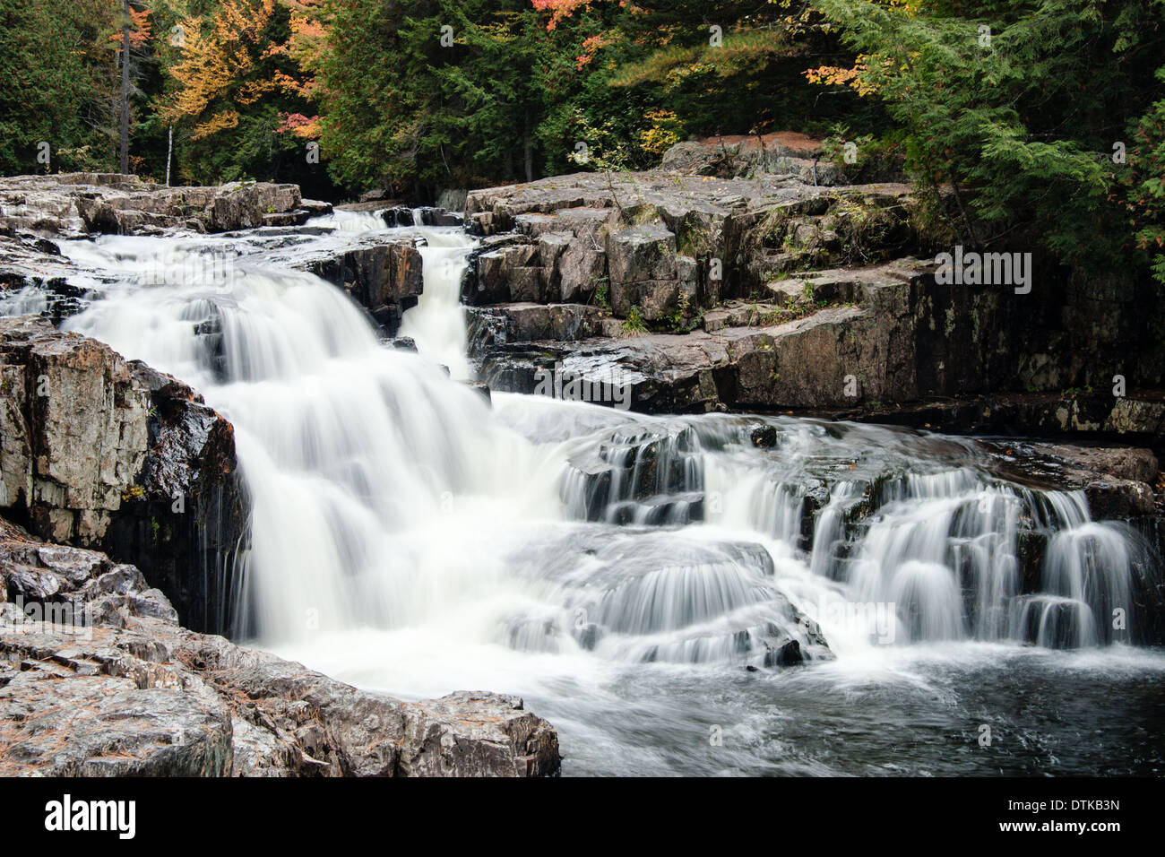 Crystal Falls, a double waterfall during the fall season in Crystal