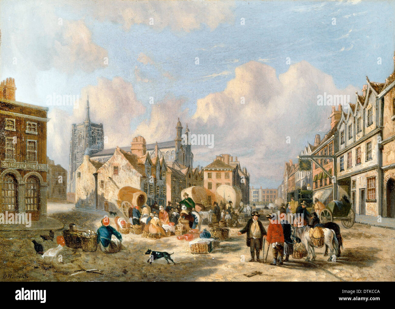 David Hodgson, The Haymarket, Norwich 1825 Oil on canvas. Yale Center for British Art, New Haven, USA. Stock Photo