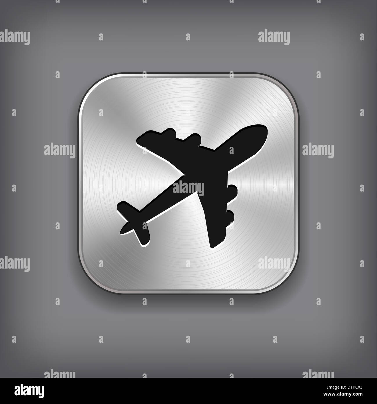 Airplane icon - metal app button Stock Photo - Alamy
