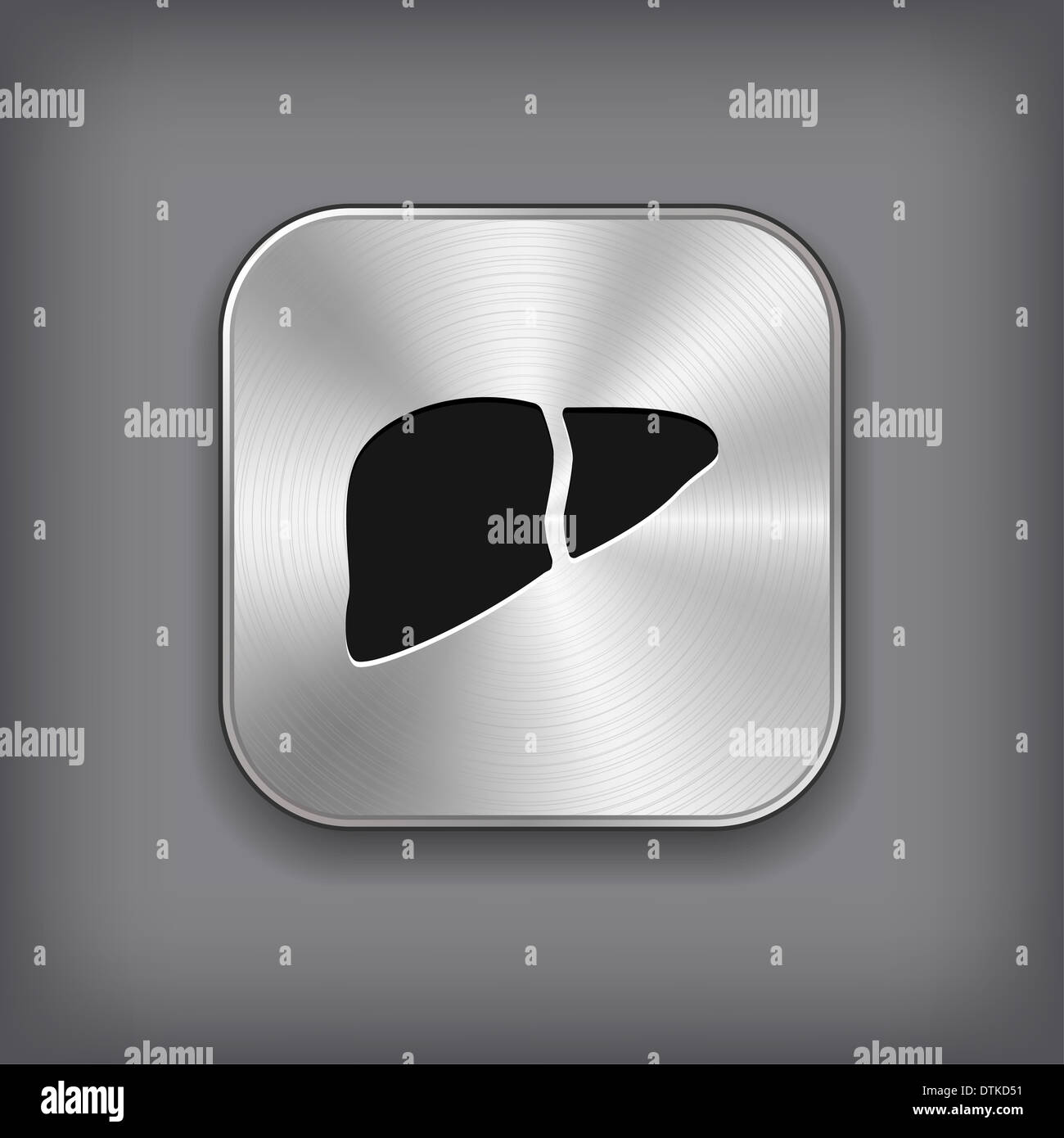 Liver icon - metal app button with shadow Stock Photo - Alamy