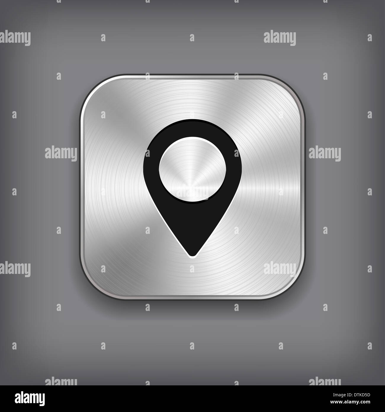 Map pointer icon - metal app button with shadow Stock Photo