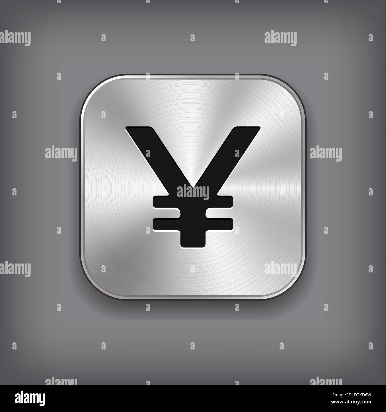 Yen icon - metal app button with shadow Stock Photo