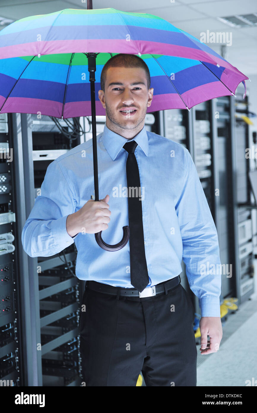 Businessman hold umbrella in server hires stock photography and images
