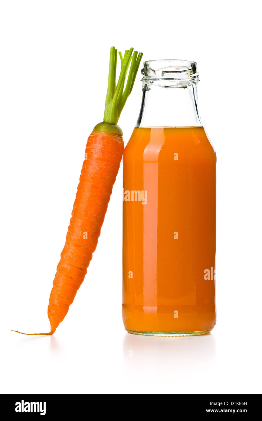 the bottle of carrot juice with carrot Stock Photo
