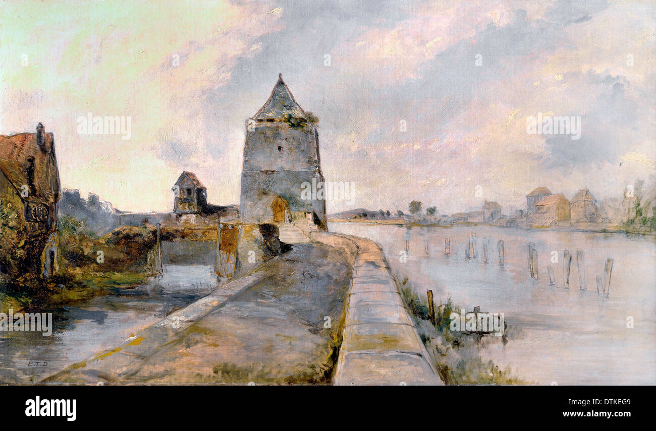 Rev. Edward Thomas Daniell, The Rhine at Constance (Konstanz-am-Rhein). Circa 1830. Oil on canvas. Stock Photo