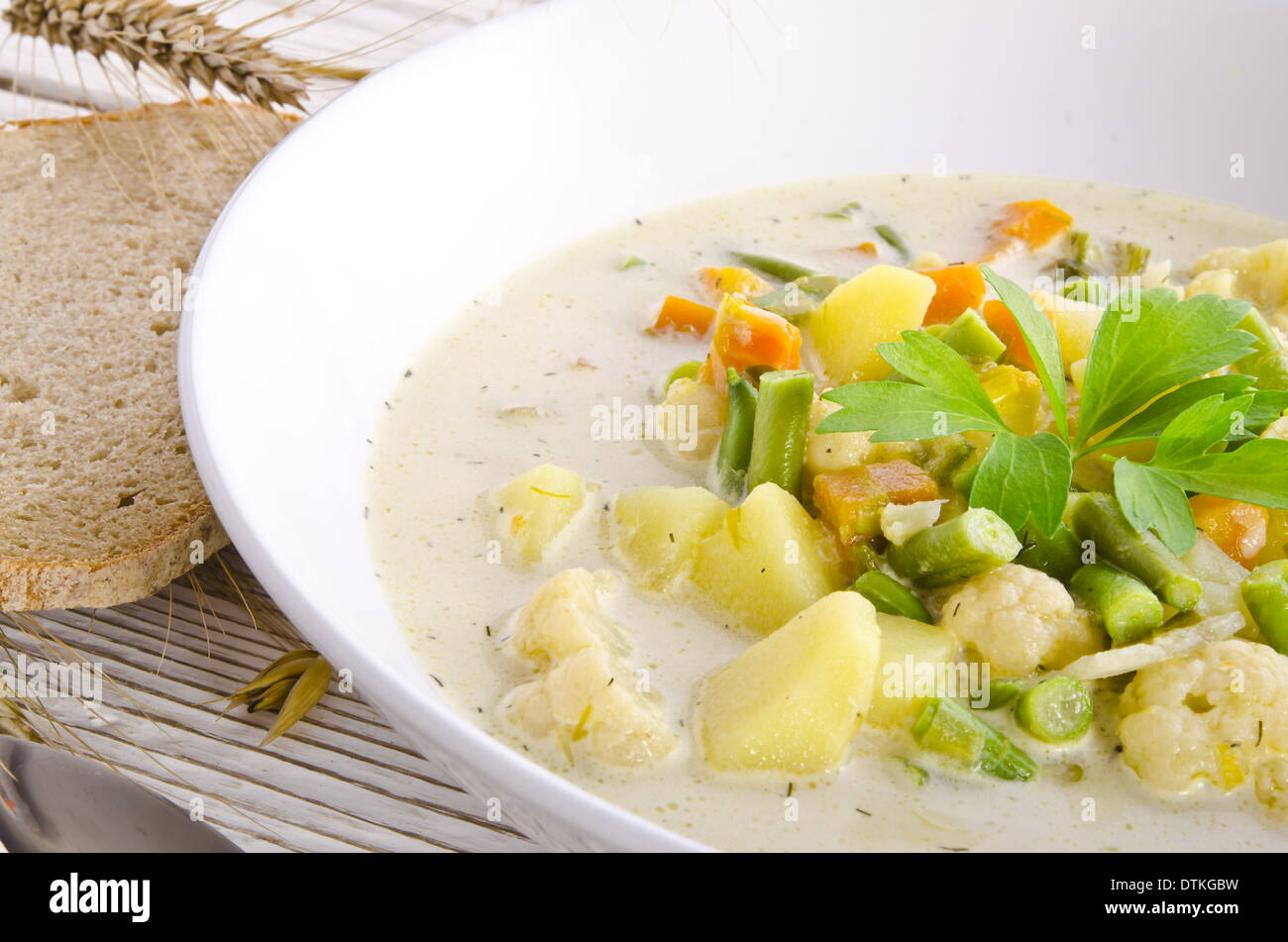 substantial vegetable soup Stock Photo