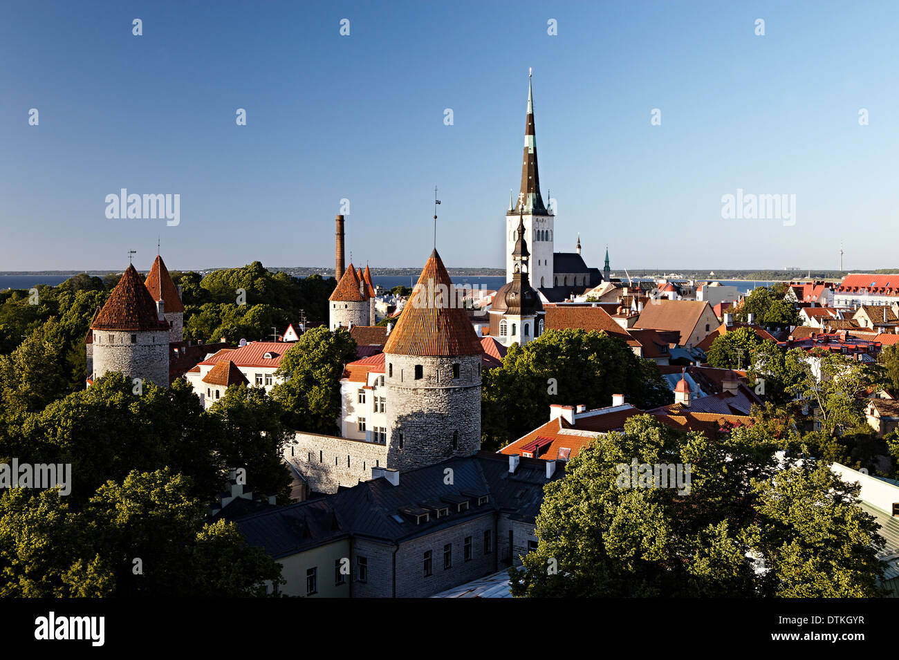 Panoramic view of Tallinn old city center Stock Photo