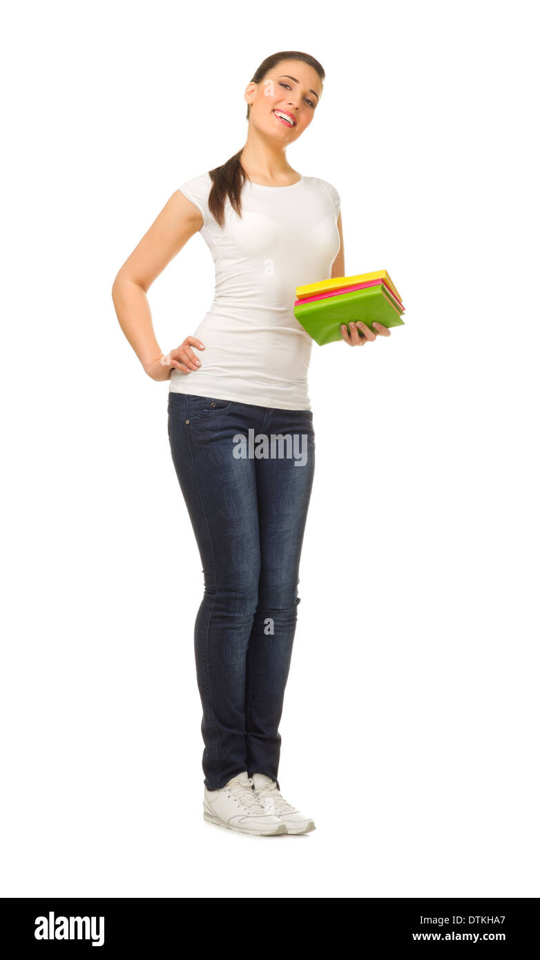 Teen girl standing books hi-res stock photography and images - Alamy