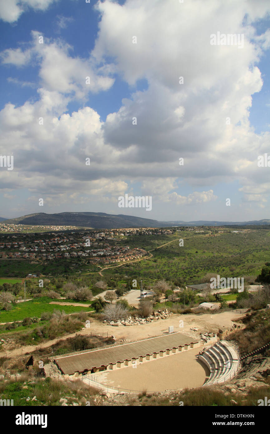 Israel, lower Galilee, the Roman theater in Zippori, overlooking Beit Netofa valley Stock Photo
