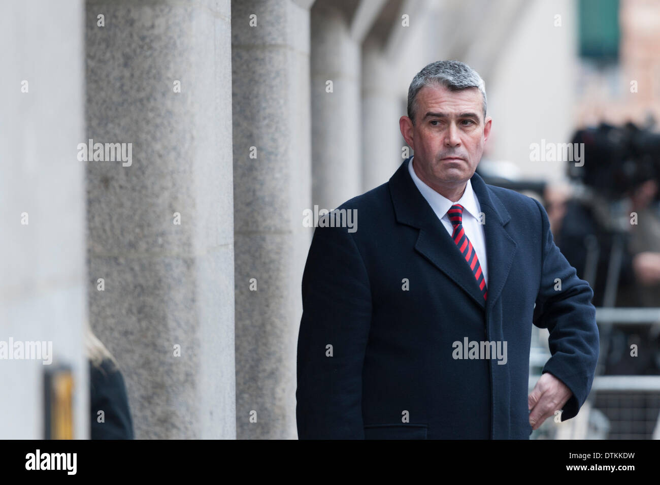 London, UK . 20th Feb, 2014. The phone-hacking trial continues at the Old Bailey in London with former News of the World executives entering their second day of their defence against allegations of illegally intercepting voicemail messages on mobile phones amongst other related charges. Pictured: Mark Hanna. Credit:  Lee Thomas/Alamy Live News Stock Photo