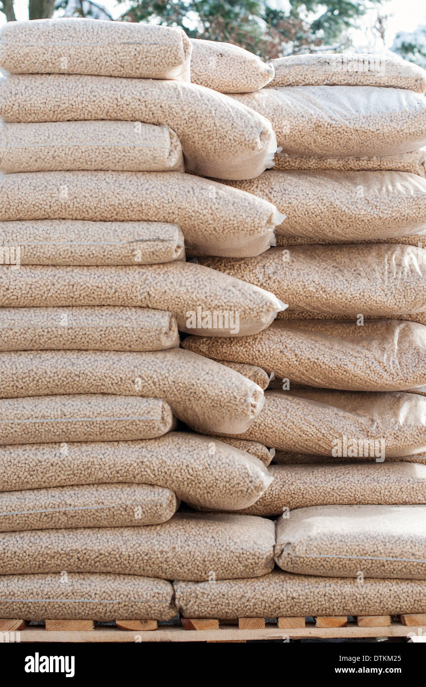 Heap of stacks of Pine pellets stock image Stock Photo Alamy