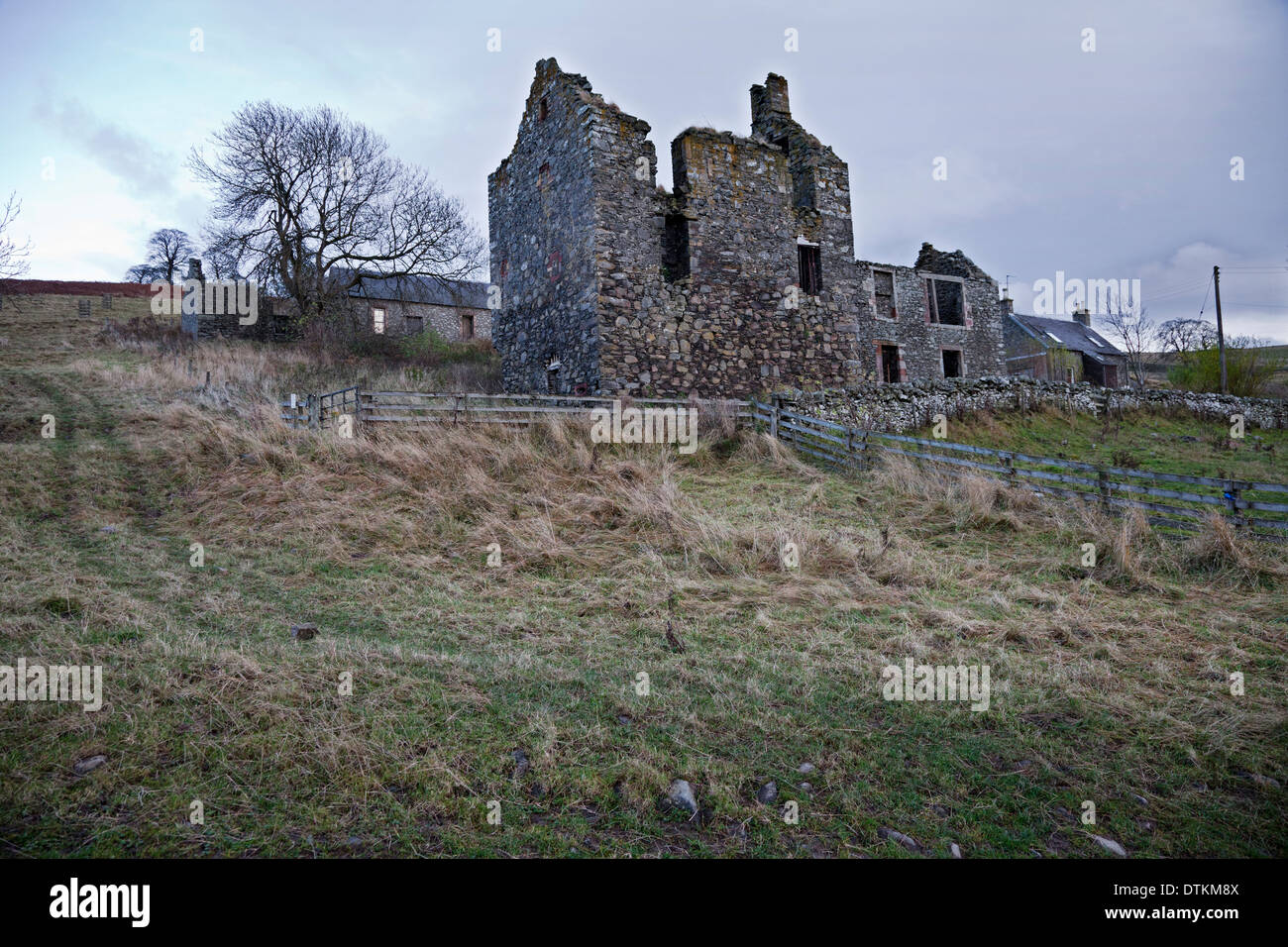 Ruined buildings in the Scottish Borders, near Galashiels Stock Photo