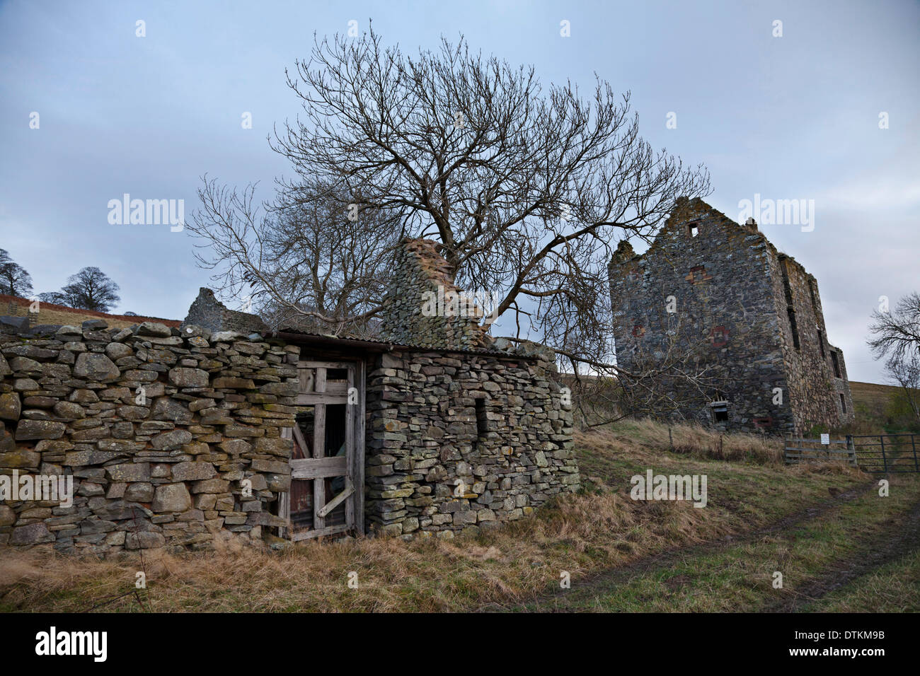 Ruined buildings in the Scottish Borders, near Galashiels Stock Photo