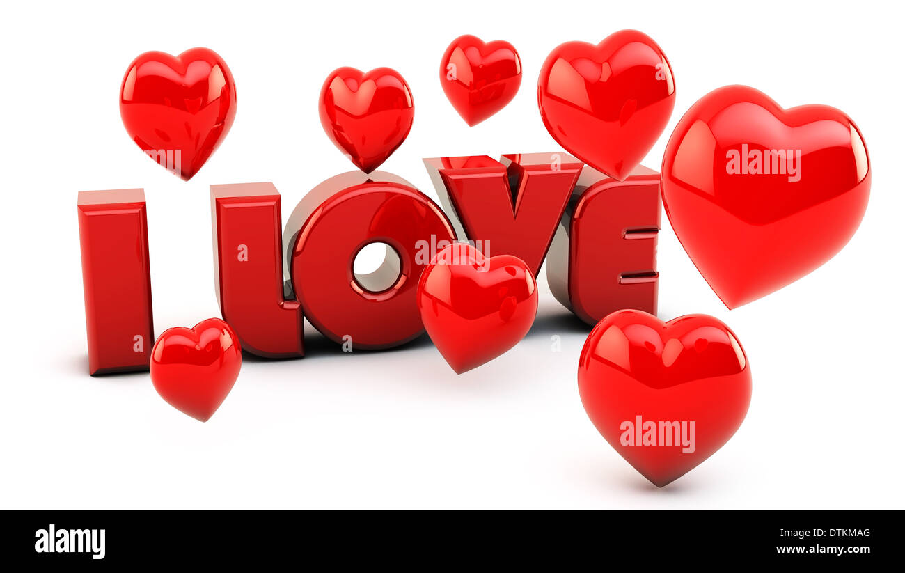 Red hearts on white background in 3d Stock Photo - Alamy