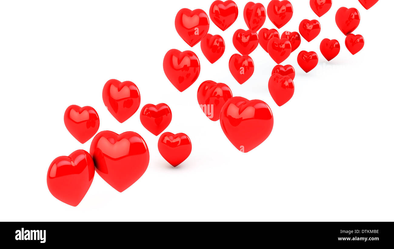 Red hearts on white background in 3d Stock Photo - Alamy