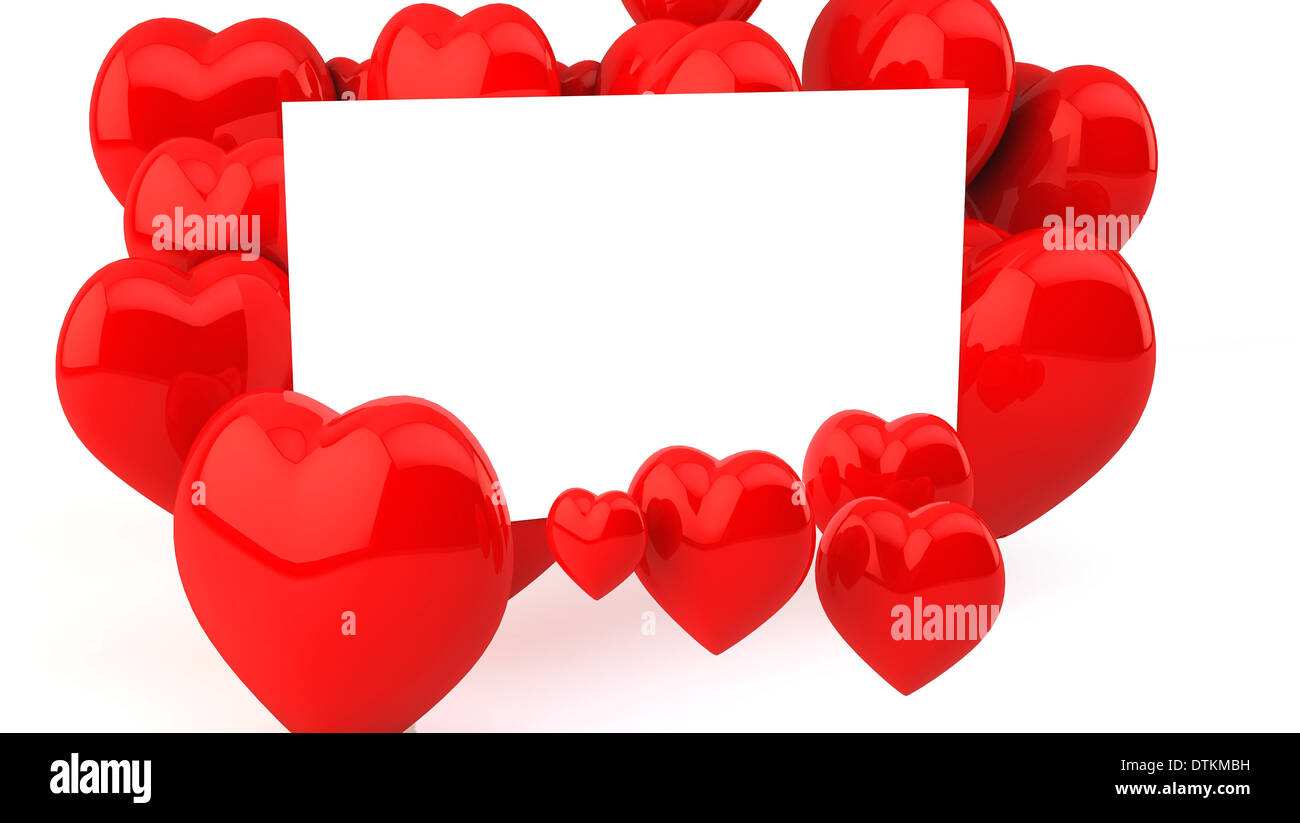 Red hearts on white background in 3d Stock Photo - Alamy