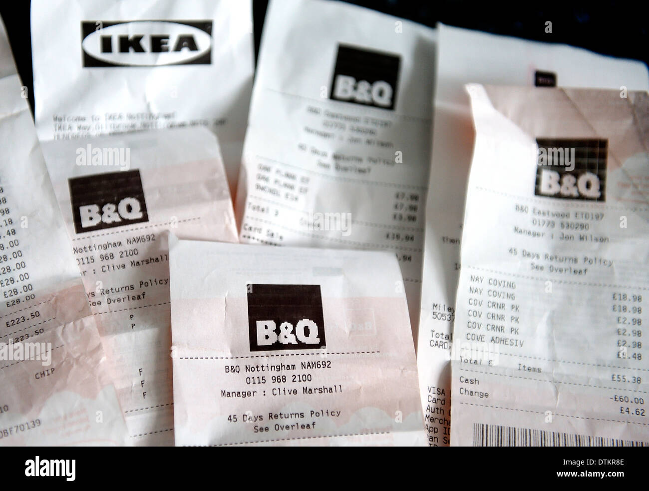 Shopping receipts Ikea and B & Q Stock Photo: 66818206 - Alamy